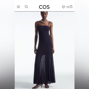 COS pleated knitted maxi dress Navy Blue